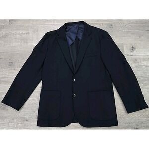 J. Crew Wool Blend Navy Blue Suit Jacket Sz L AX264‎ Stylish Slim Fit